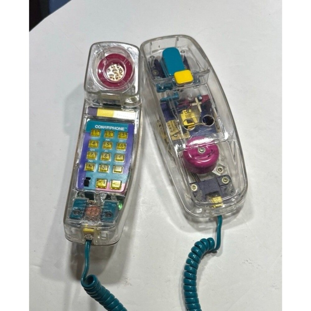 Vintage Conair Phone SW205 Clear Transparent Neon Telephone 90s Retro